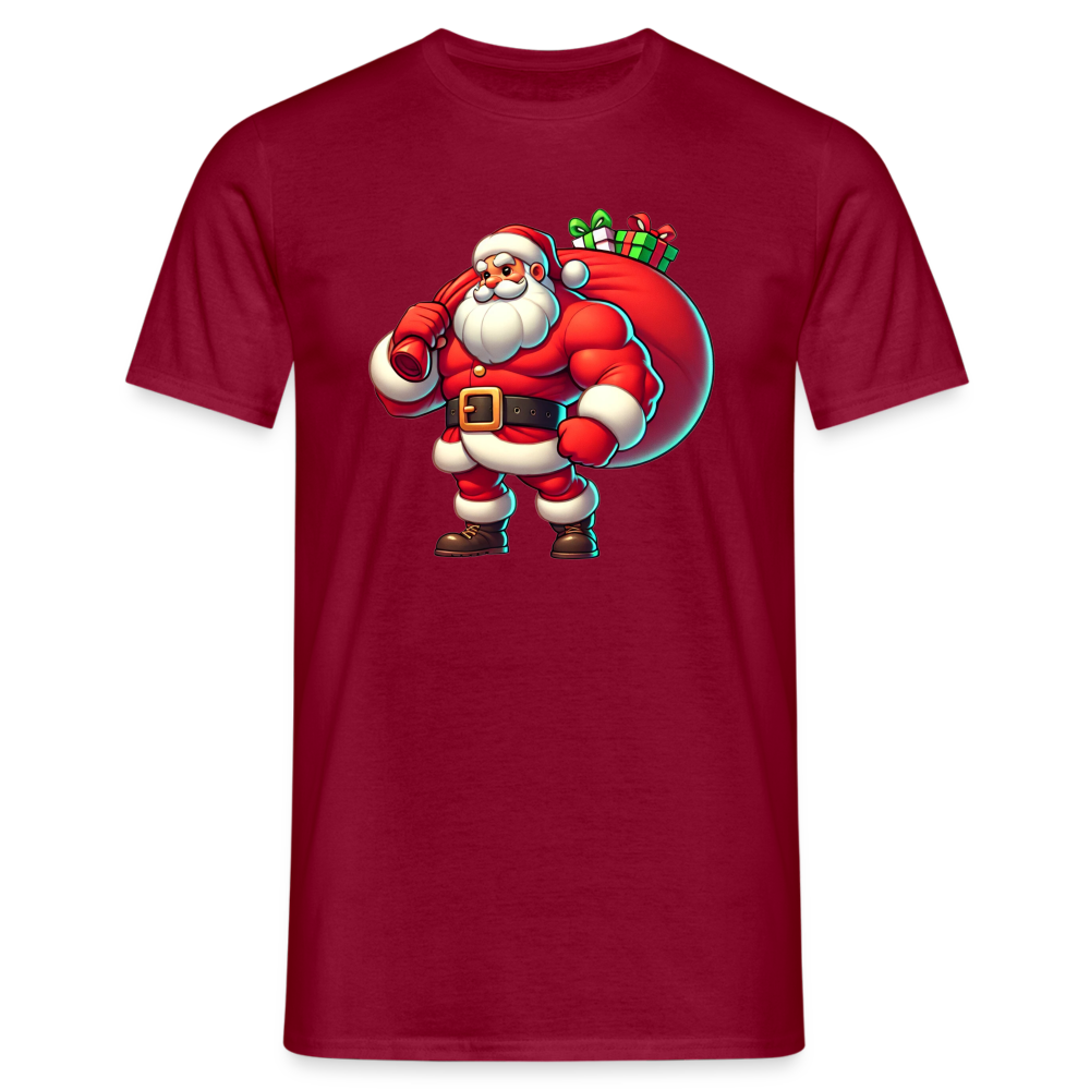 Weihnachtsmann Muskel Mann Herren T-Shirt - Ziegelrot