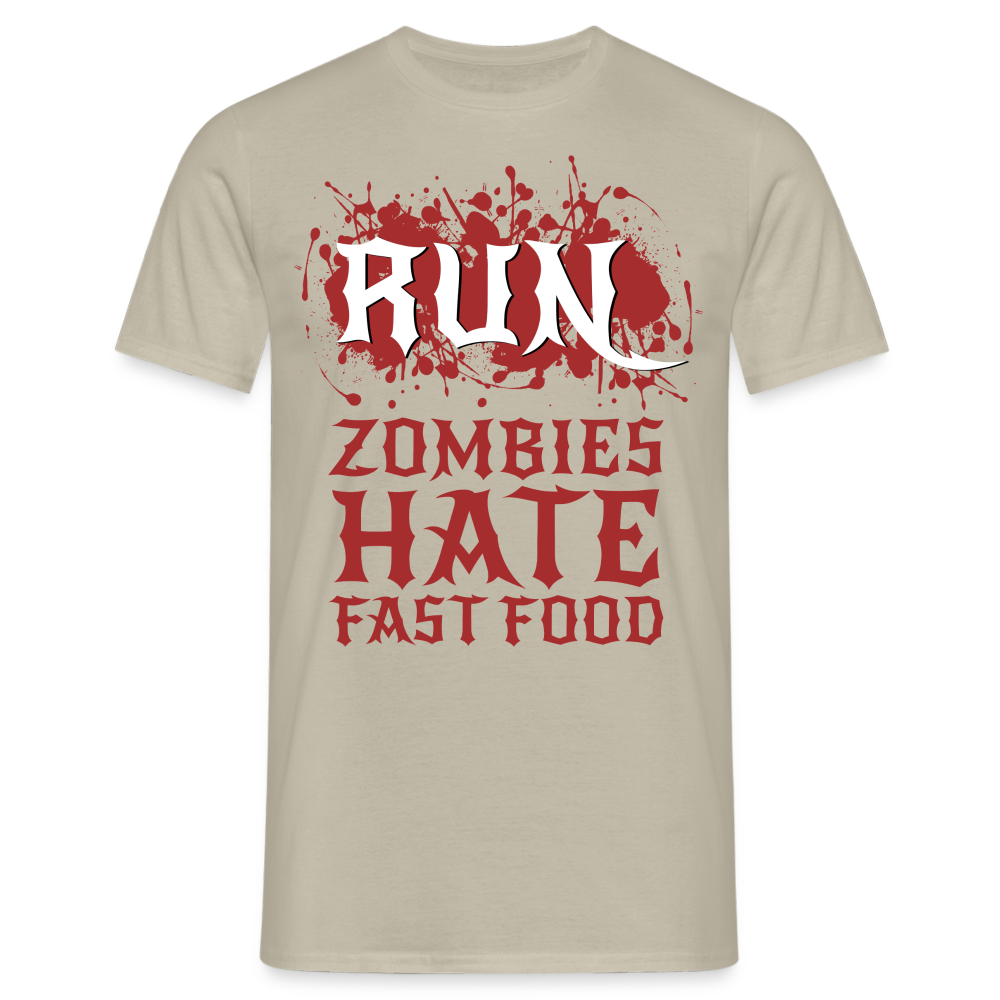 RUN Zombies hate Fast Food Herren T-Shirt - Sandbeige