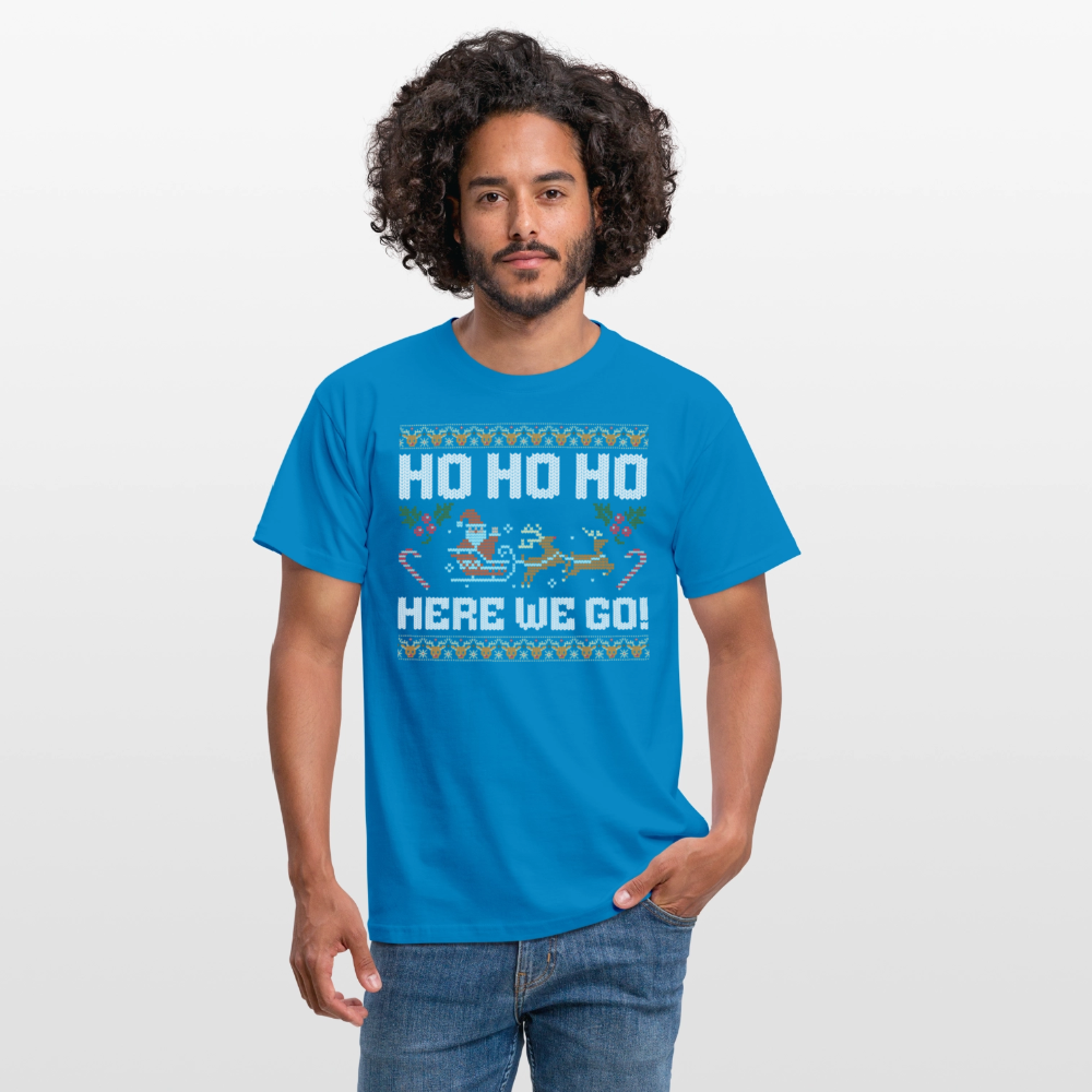 Ho Ho Ho here we go Ugly Xmas Christmas Santa Herren T-Shirt - Royalblau