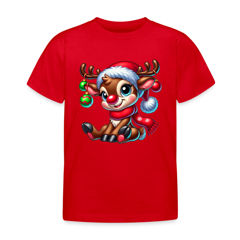 Weihnachts-Rentier Kinder T-Shirt - Rot