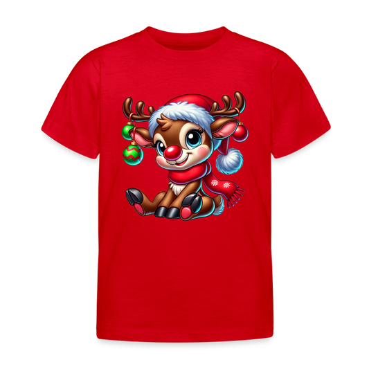 Weihnachts-Rentier Kinder T-Shirt - Rot