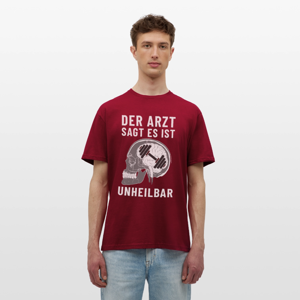 Der Arzt sagt es ist Unheilbar Röntgen Hirn Gym Herren T-Shirt - Ziegelrot