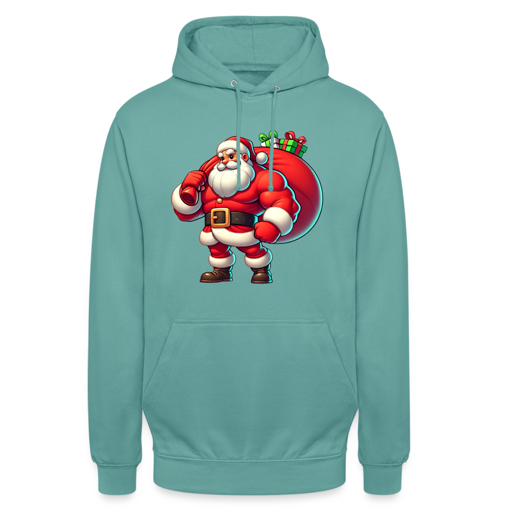 Weihnachtsmann Muskel Mann Unisex Hoodie - Pastelltürkis