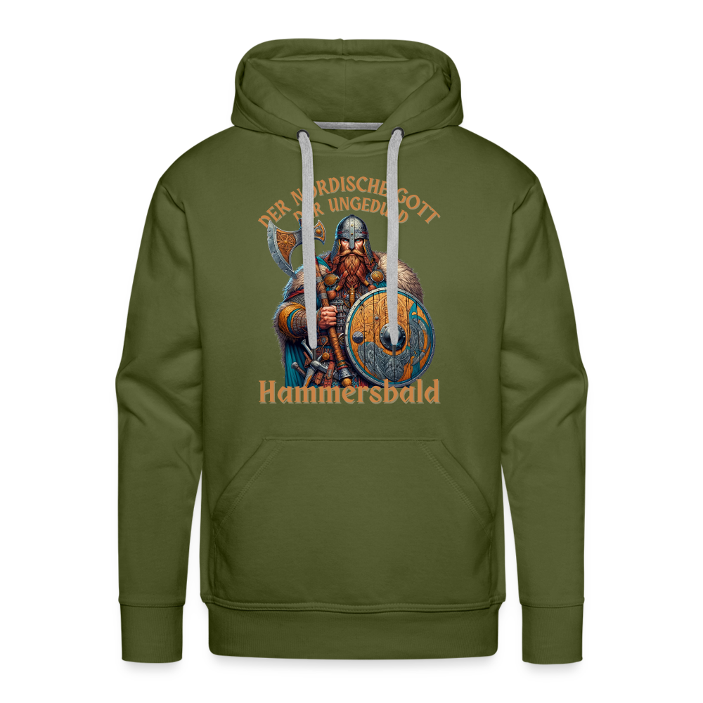 Der Nordische Gott der Ungeduld Hammersbald Herren Premium Hoodie - Olivgrün