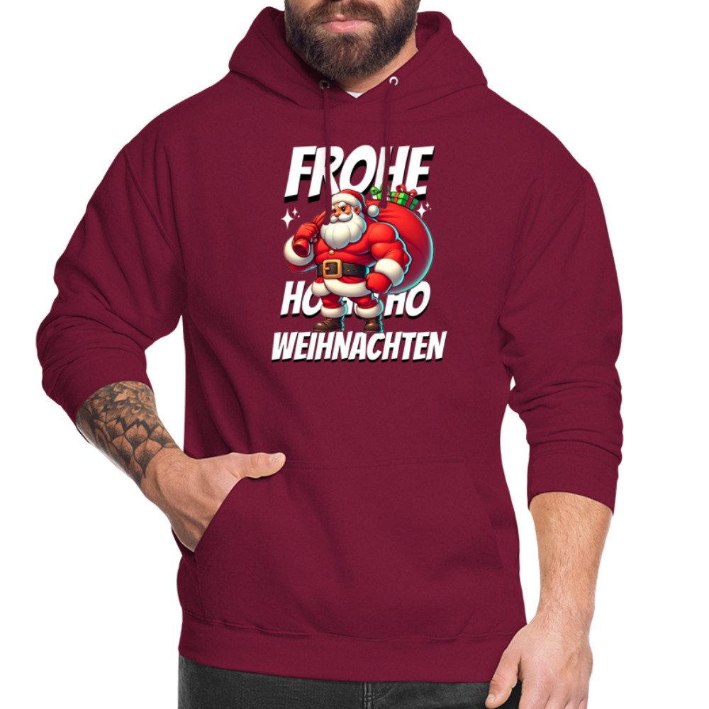 Muskel Weihnachtsmann Frohe Weihnachten Unisex Hoodie - Bordeaux