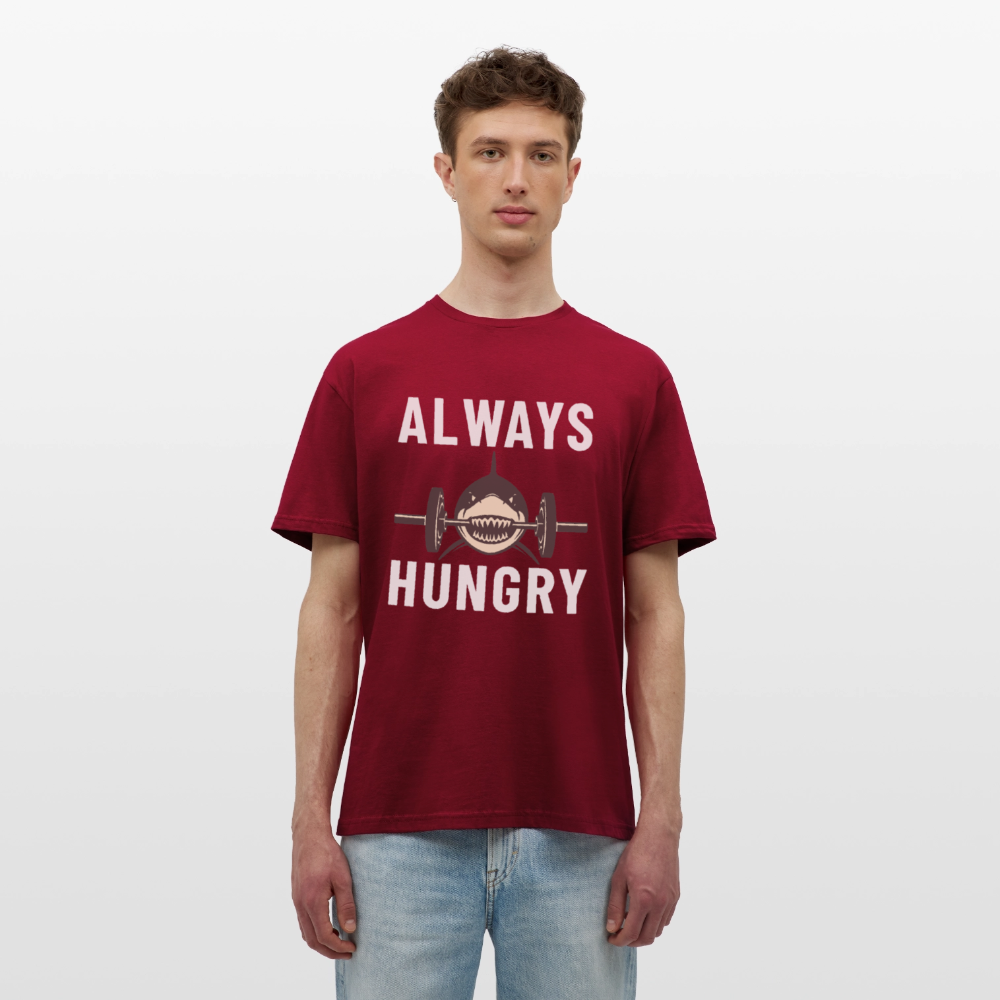 Always hungry shark barbell Herren T-Shirt - Ziegelrot