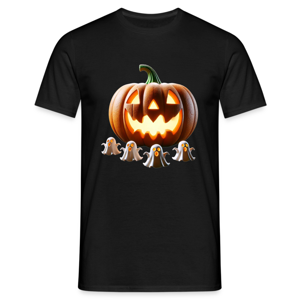 Halloween Kürbis Geister Herren T-Shirt - Schwarz