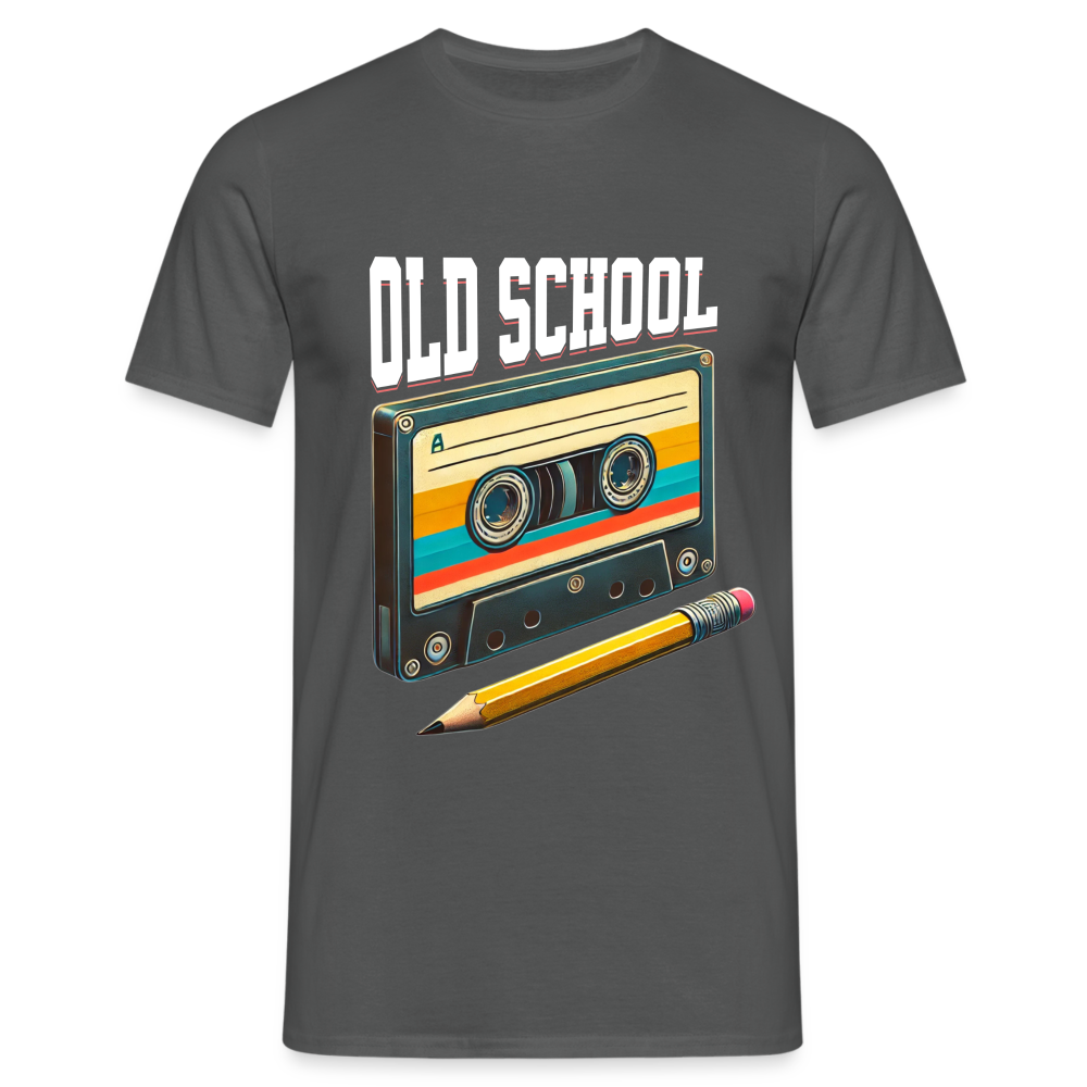 Retro Kassette und Bleistift Old School Herren T-Shirt - Anthrazit