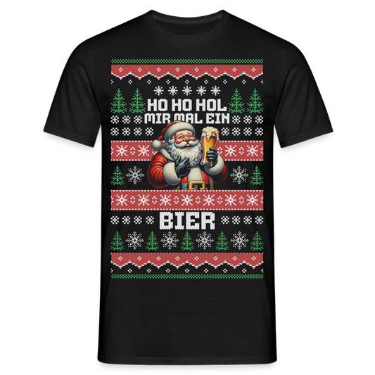 Ho Ho Hol mir mal ein Bier Santa Herren T-Shirt - Schwarz