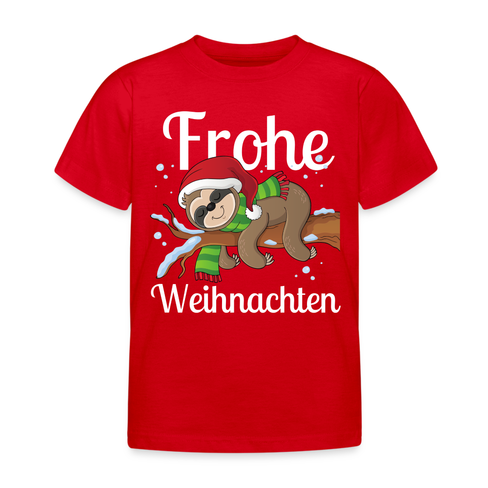 Frohe Weihnachten Ruhendes Festtagsfaultier Kinder T-Shirt - Rot