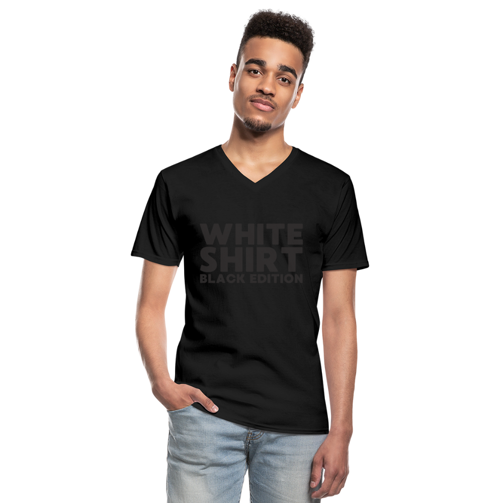 White Shirt Black Edition Herren T-Shirt V-Ausschnitt - Schwarz