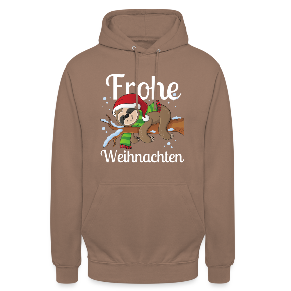 Frohe Weihnachten Ruhendes Festtagsfaultier Unisex Hoodie - Mokka