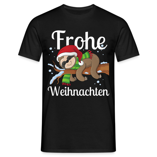 Frohe Weihnachten Ruhendes Festtagsfaultier Herren T-Shirt - Schwarz