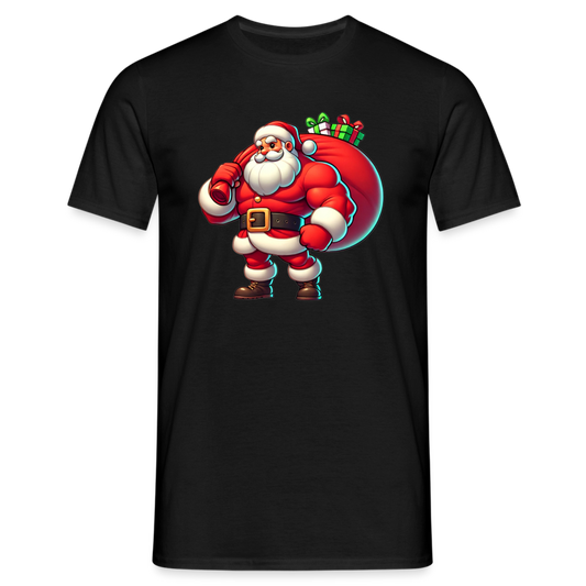 Weihnachtsmann Muskel Mann Herren T-Shirt - Schwarz