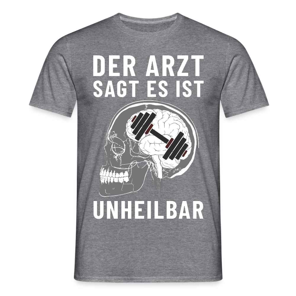 Der Arzt sagt es ist Unheilbar Röntgen Hirn Gym Herren T-Shirt - Graphit meliert