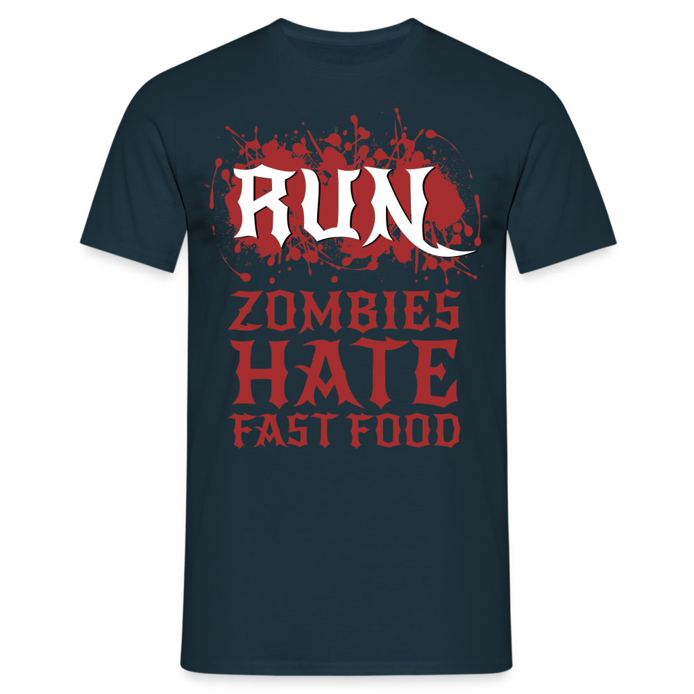 RUN Zombies hate Fast Food Herren T-Shirt - Navy