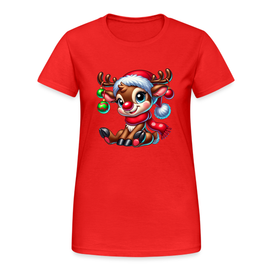 Weihnachts-Rentier Damen T-Shirt - Rot