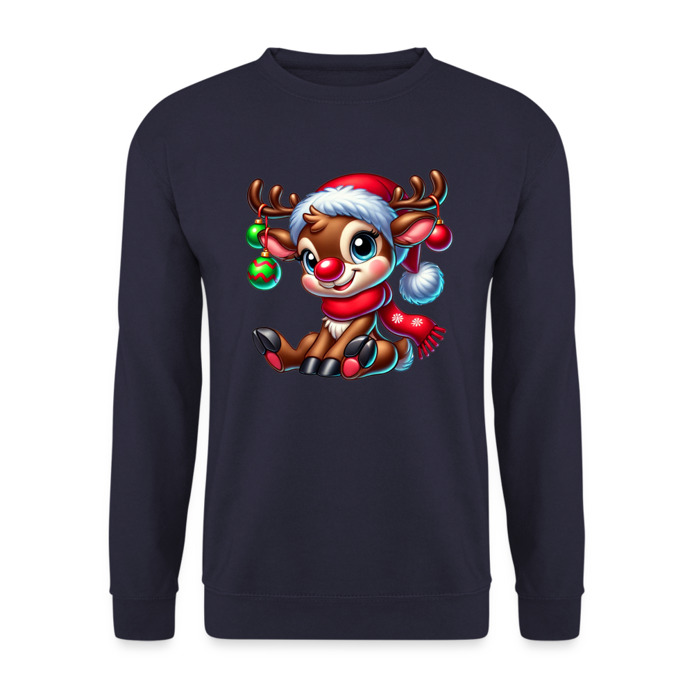 Weihnachts-Rentier Unisex Pullover - Navy