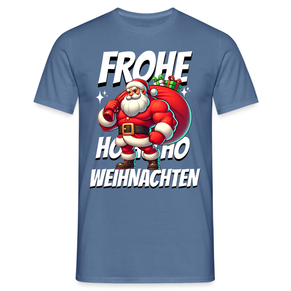 Muskel Weihnachtsmann Frohe Weihnachten Herren T-Shirt - Taubenblau 