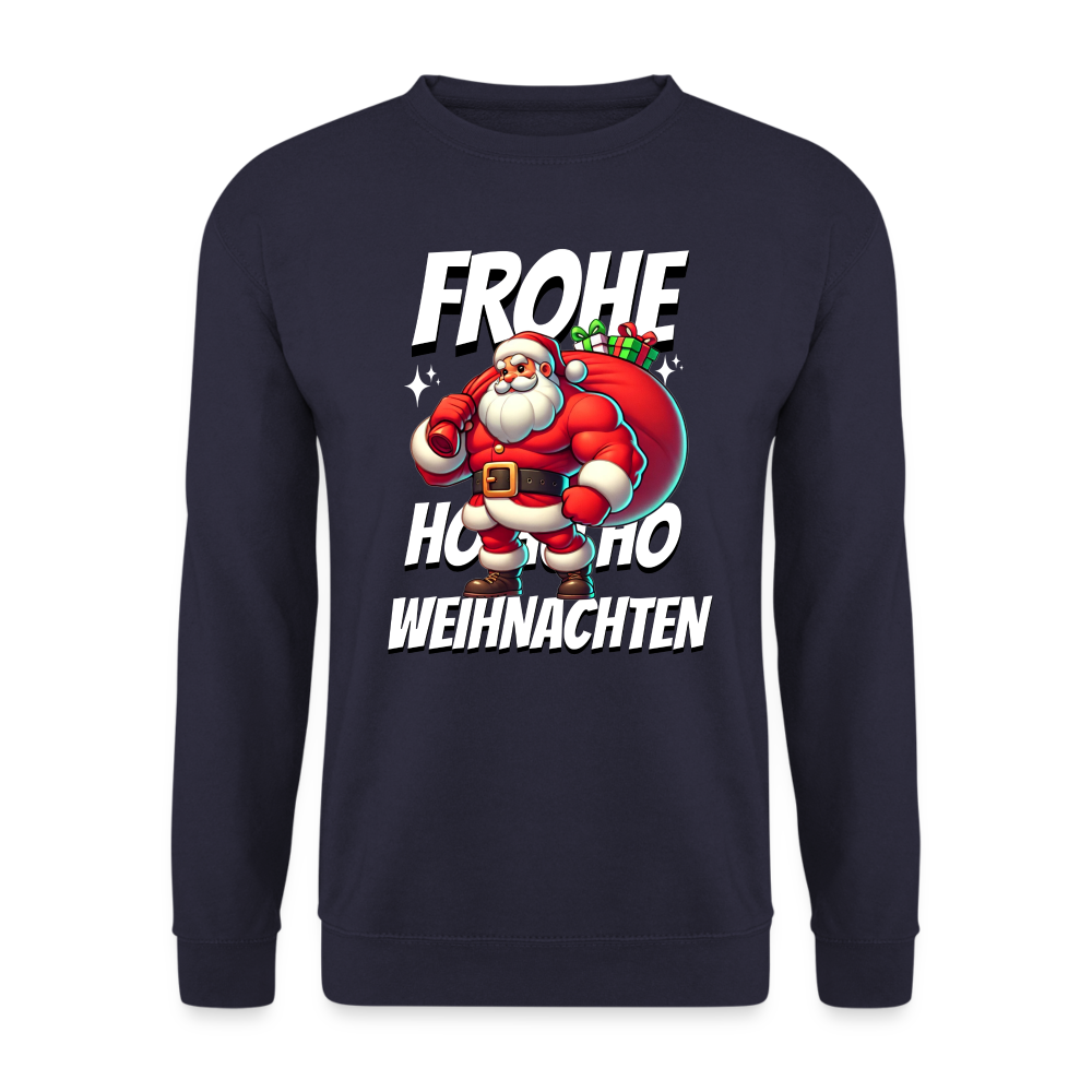 Muskel Weihnachtsmann Frohe Weihnachten Unisex Pullover - Navy