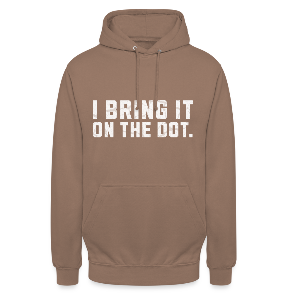 Bring It On The Dot. Lustiges Denglish Unisex Hoodie - Mokka