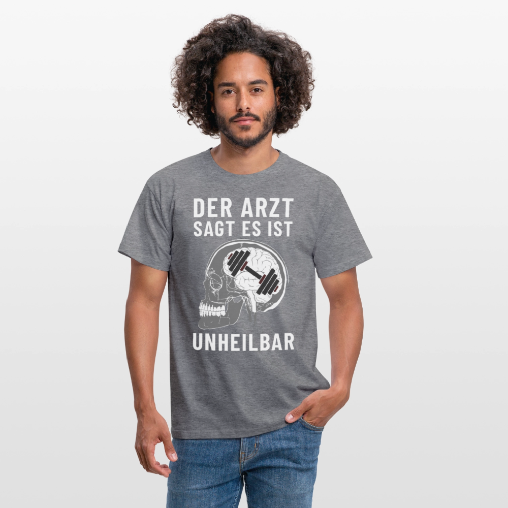 Der Arzt sagt es ist Unheilbar Röntgen Hirn Gym Herren T-Shirt - Graphit meliert