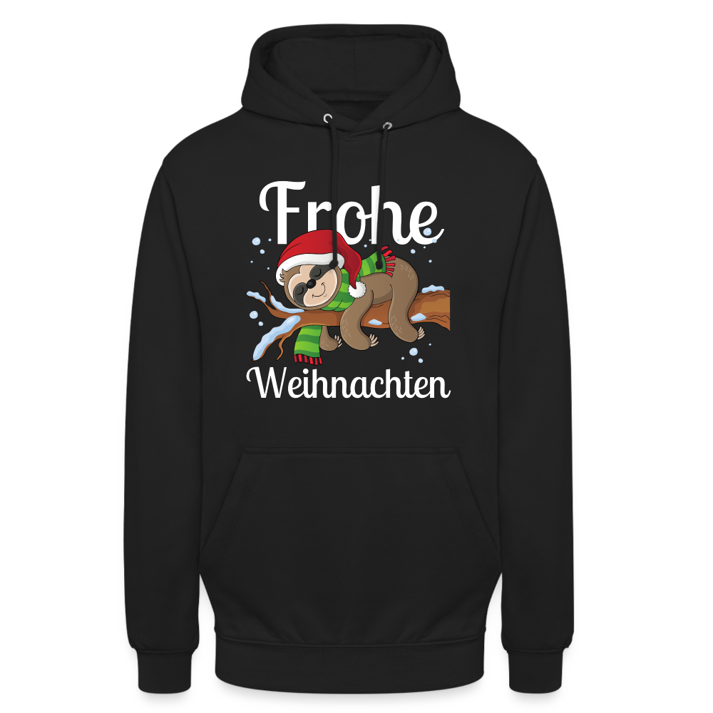 Frohe Weihnachten Ruhendes Festtagsfaultier Unisex Hoodie - Schwarz