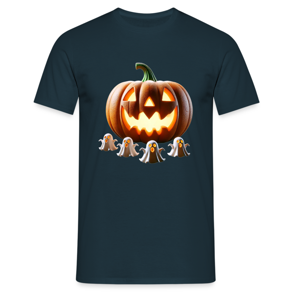 Halloween Kürbis Geister Herren T-Shirt - Navy