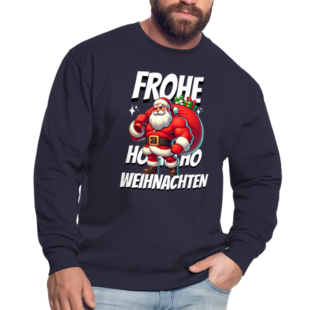 Muskel Weihnachtsmann Frohe Weihnachten Unisex Pullover - Navy