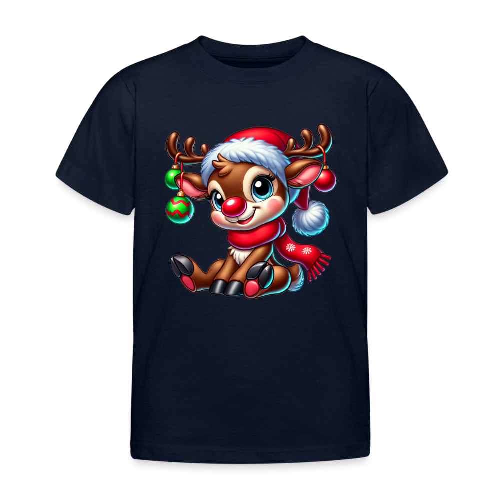 Weihnachts-Rentier Kinder T-Shirt - Navy