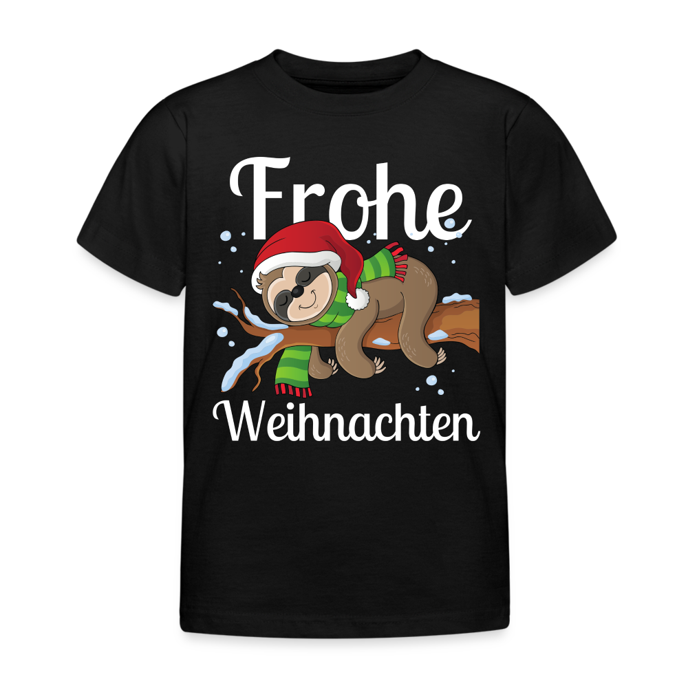 Frohe Weihnachten Ruhendes Festtagsfaultier Kinder T-Shirt - Schwarz