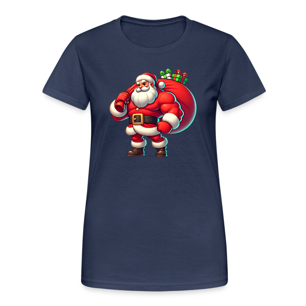 Weihnachtsmann Muskel Mann Damen T-Shirt - Navy