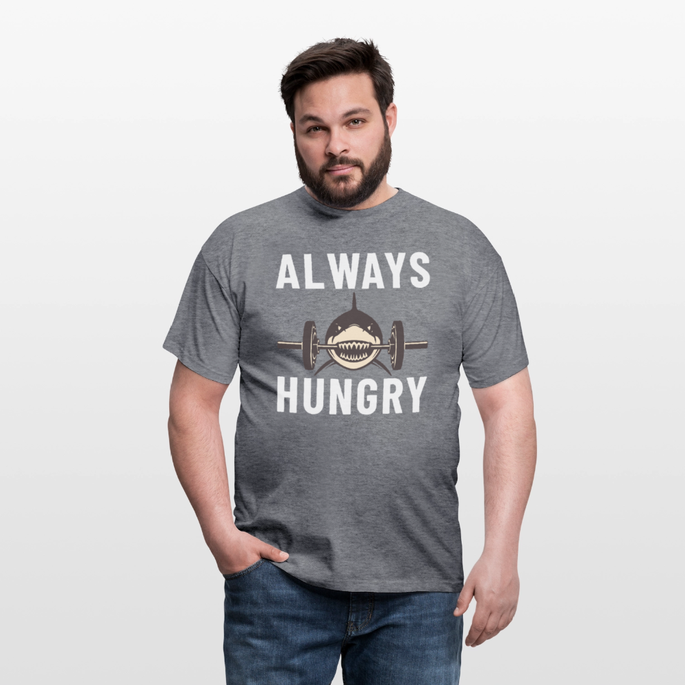 Always hungry shark barbell Herren T-Shirt - Graphit meliert