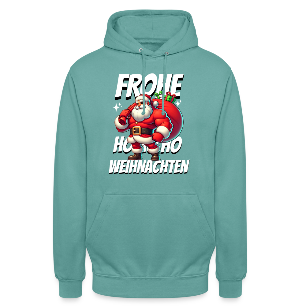 Muskel Weihnachtsmann Frohe Weihnachten Unisex Hoodie - Pastelltürkis