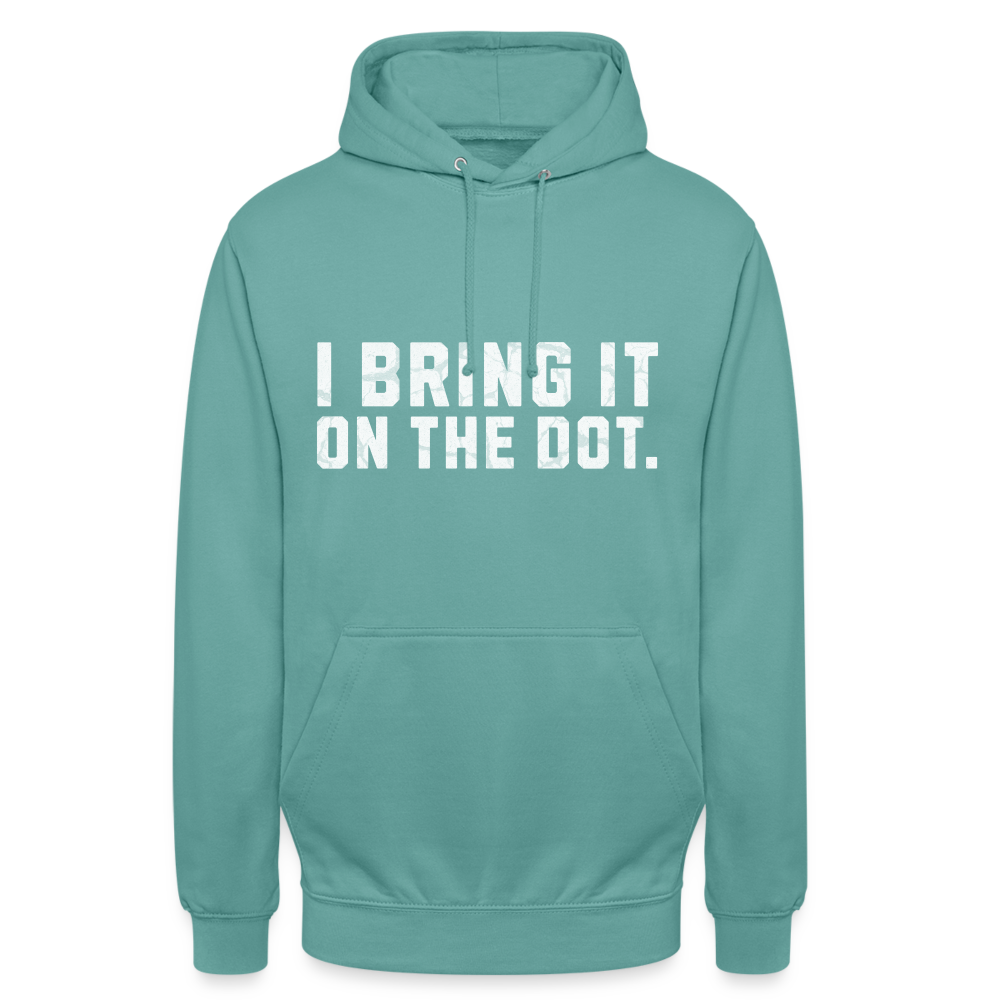 Bring It On The Dot. Lustiges Denglish Unisex Hoodie - Pastelltürkis