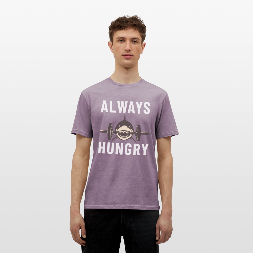 Always hungry shark barbell Herren T-Shirt - Lilagrau 