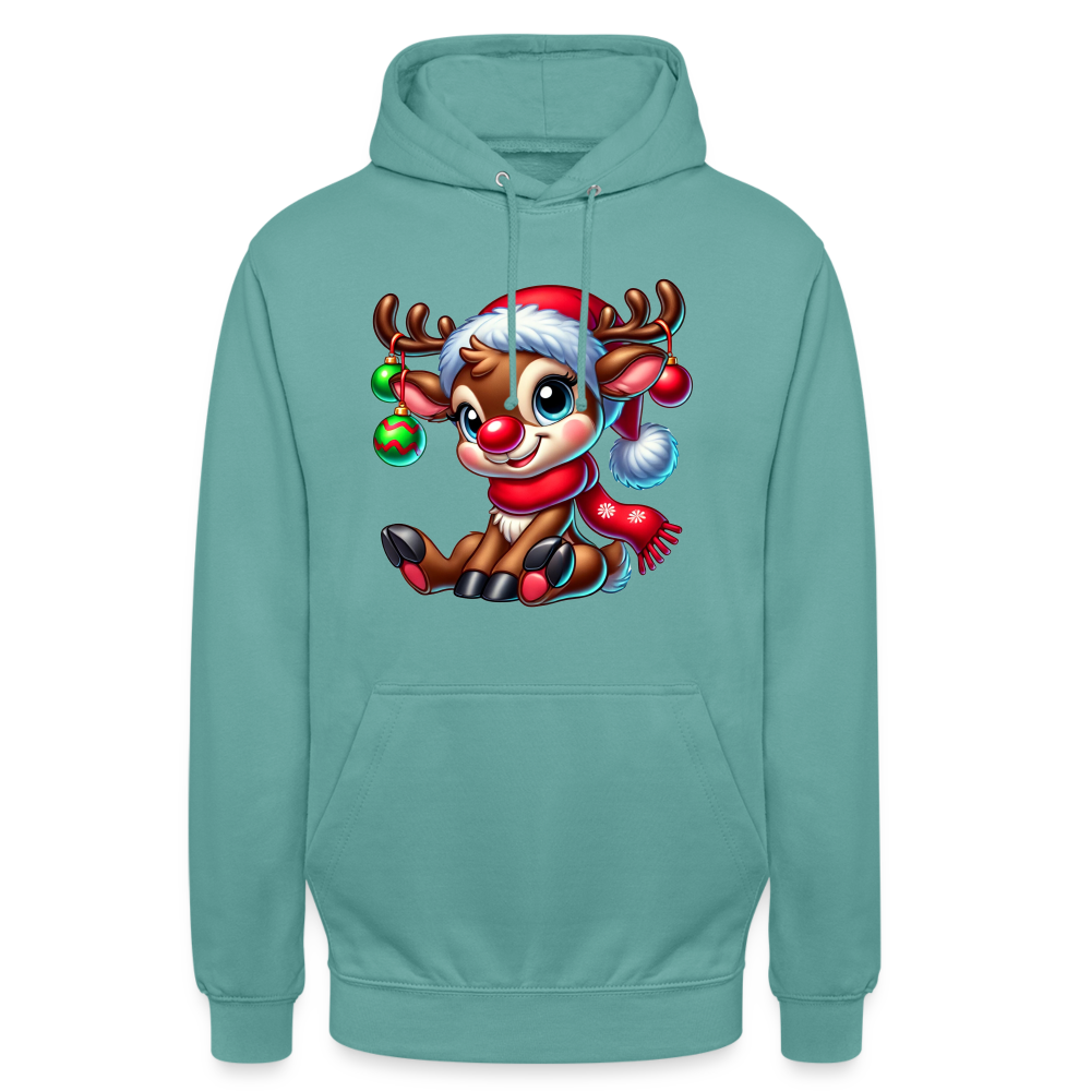 Weihnachts-Rentier Unisex Hoodie - Pastelltürkis