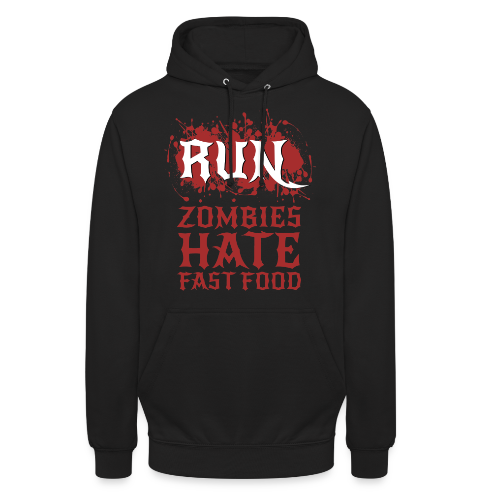 RUN Zombies hate Fast Food Unisex Hoodie - Schwarz