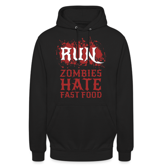 RUN Zombies hate Fast Food Unisex Hoodie - Schwarz