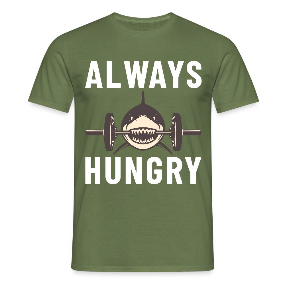 Always hungry shark barbell Herren T-Shirt - Militärgrün