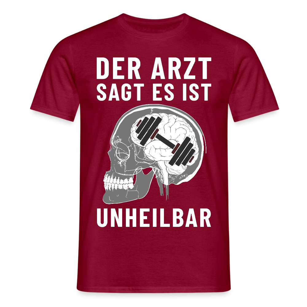 Der Arzt sagt es ist Unheilbar Röntgen Hirn Gym Herren T-Shirt - Ziegelrot