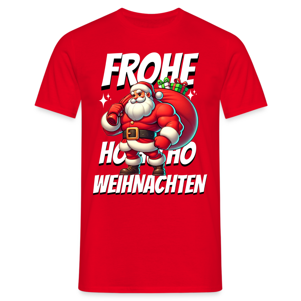 Muskel Weihnachtsmann Frohe Weihnachten Herren T-Shirt - Rot