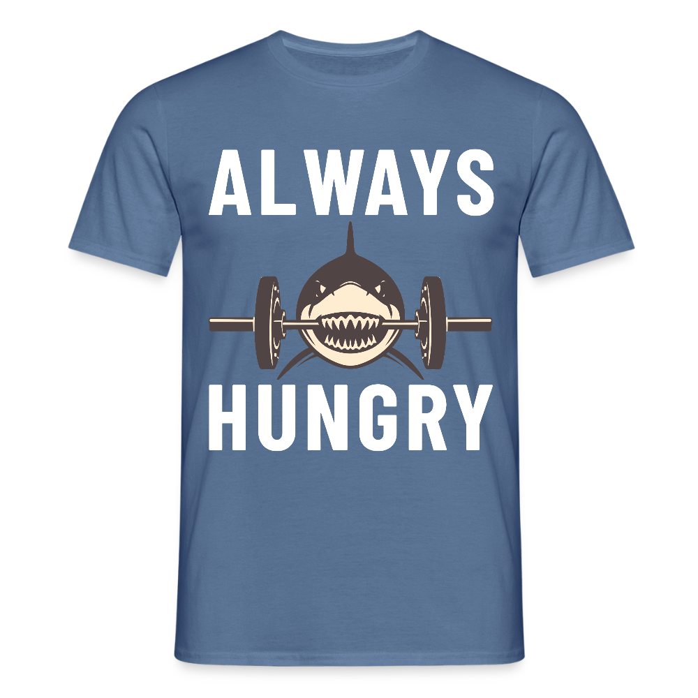 Always hungry shark barbell Herren T-Shirt - Taubenblau 
