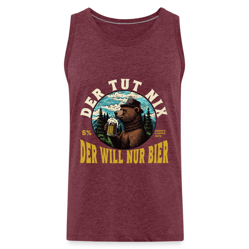 Der tut nix der will nur Bier Bär Herren Premium Tank Top - Bordeauxrot meliert