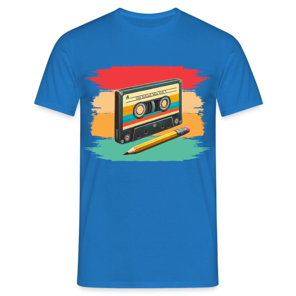 Retro Kassette und Bleistift Herren T-Shirt - Royalblau