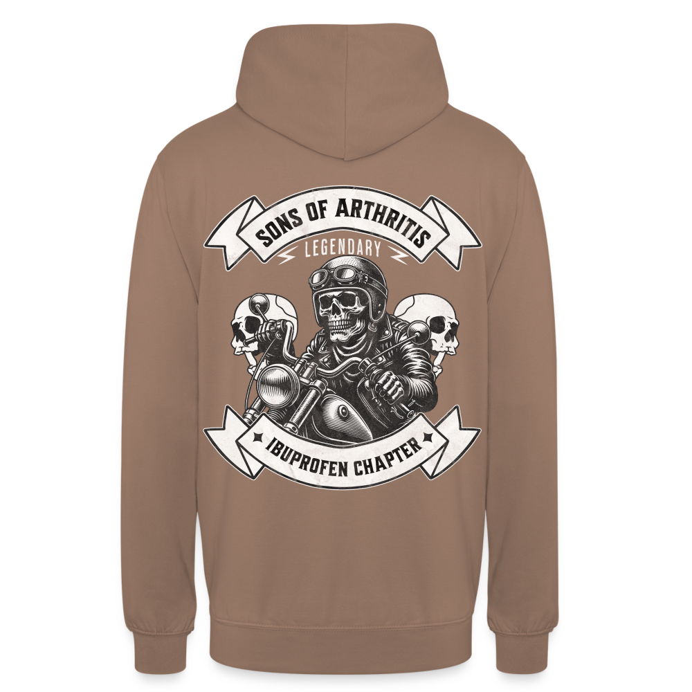 Sons of Arthritis Ibuprofen Chapter Unisex Hoodie Rückendruck - Mokka