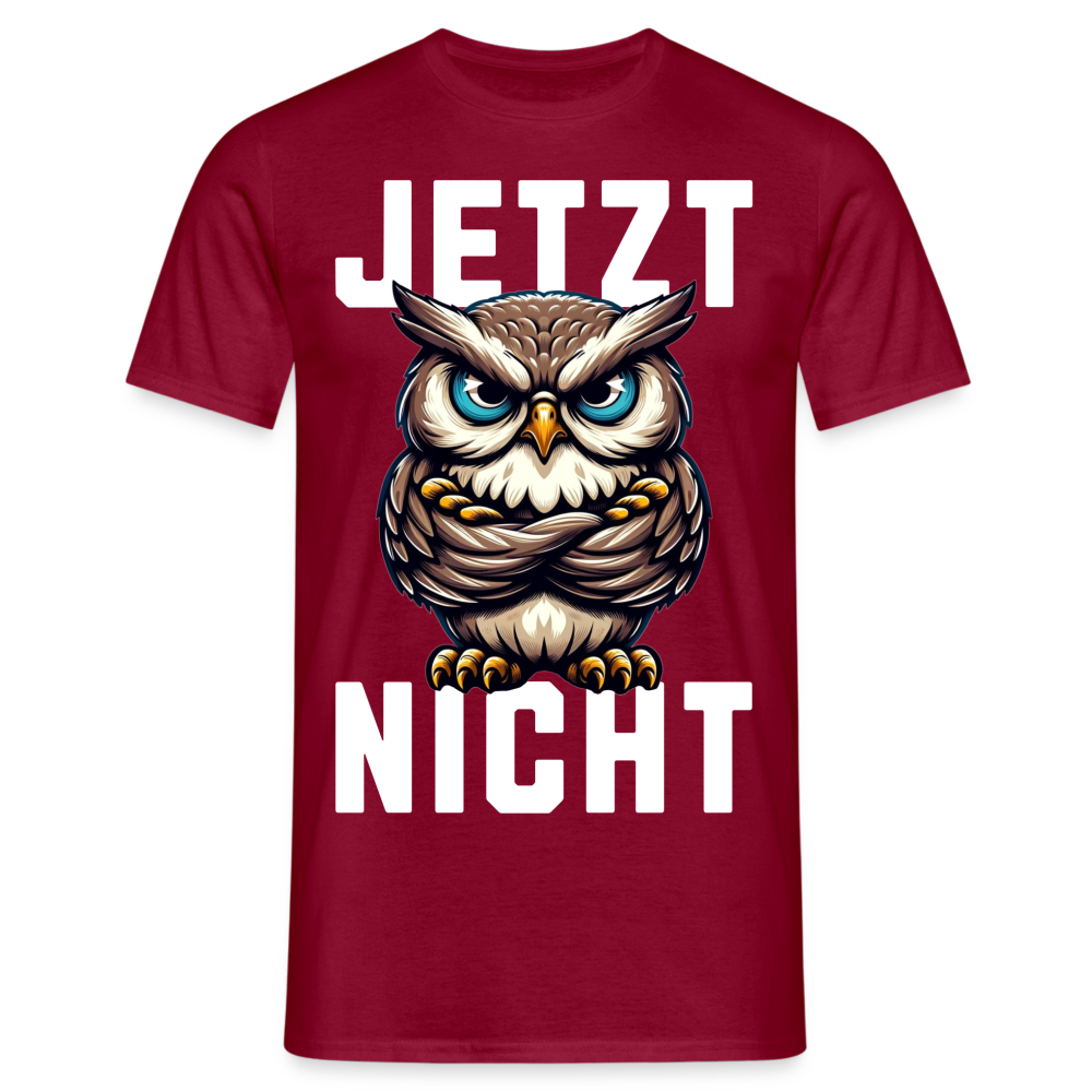 JETZT NICHT mürrische Eule, Grumpy Owl Herren T-Shirt - Ziegelrot