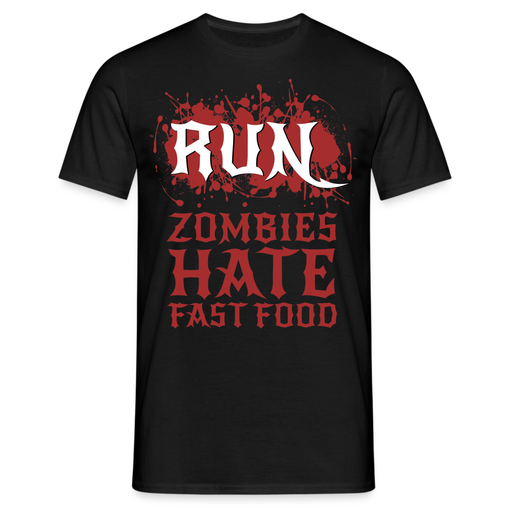 RUN Zombies hate Fast Food Herren T-Shirt - Schwarz