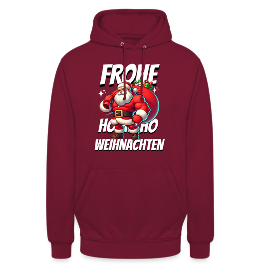 Muskel Weihnachtsmann Frohe Weihnachten Unisex Hoodie - Bordeaux