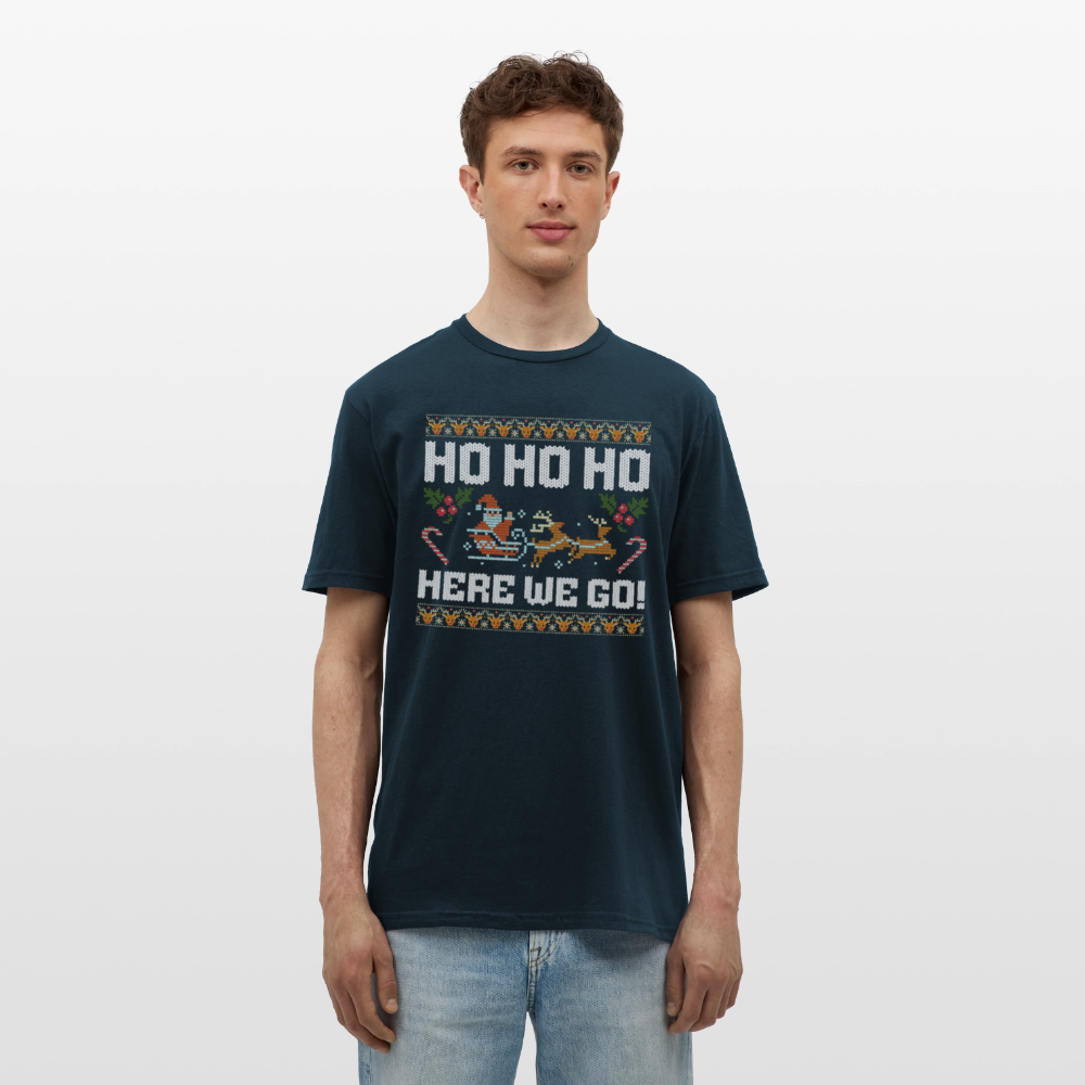 Ho Ho Ho here we go Ugly Xmas Christmas Santa Herren T-Shirt - Navy